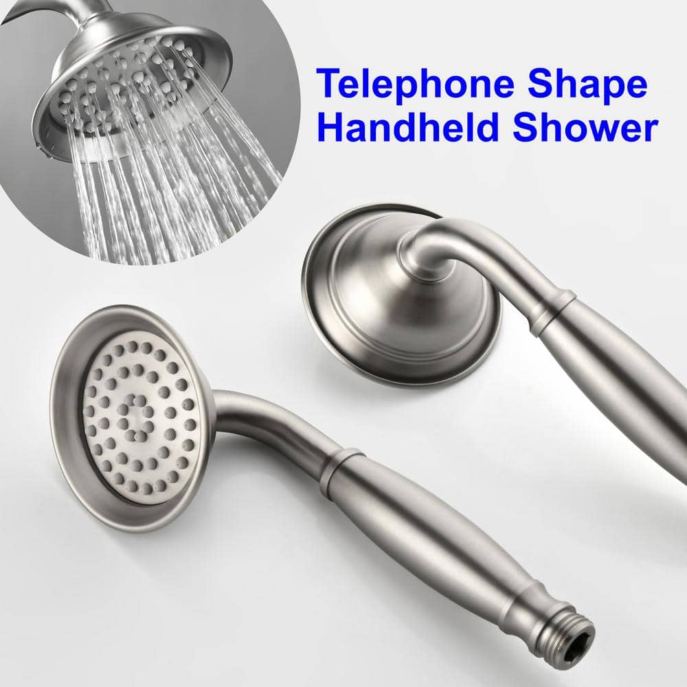 Brushed Nickel Freestanding Tub Faucet with Hand Shower
