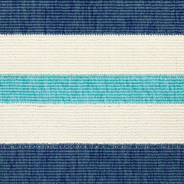 Blue, Ivory 2 ft. x 8 ft. Loomed Geometric Polypropylene Rectangle Indoor/Outdoor Area Rug