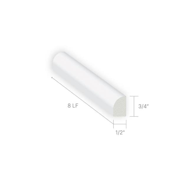 3/4 in. x 1/2 in. x 96 in. Shoe Base White Prepainted Waterproof PVC Moulding (1-Piece - 8 Total Linear ft.)