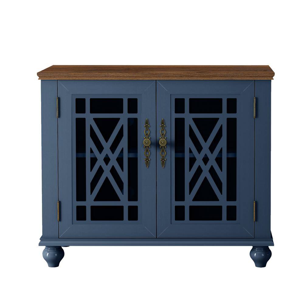 Navy and Wood Vintage Style Sideboard Buffet Cabinet