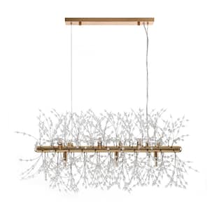 Eli 9-Light Dimmable Gold Linear Starburst Chandelier with 63 Crystal Strands