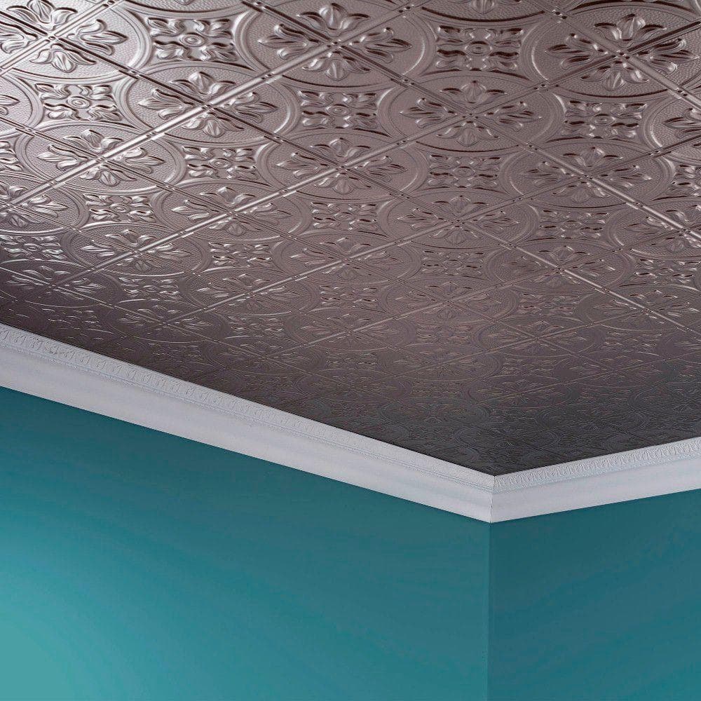 Brushed Nickel 2ft x 4ft Decorative Vinyl Glue-Up Ceiling Panels