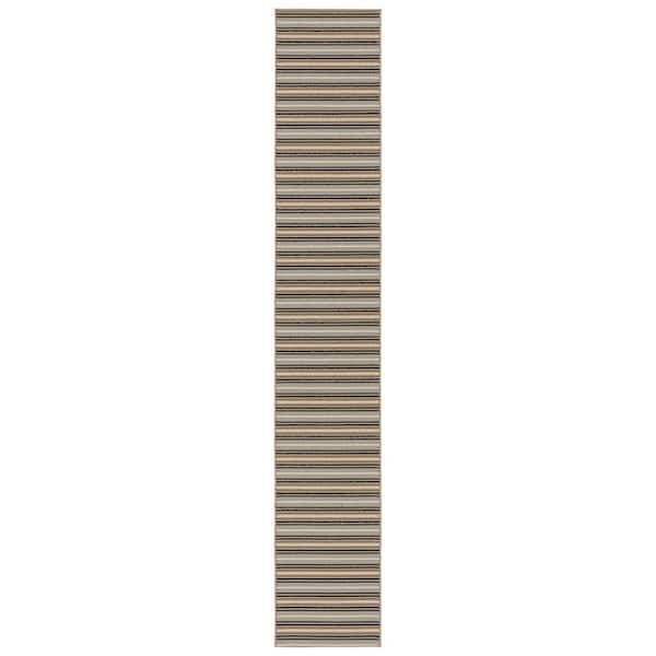 Garland Rug Nantucket Multicolor Earth Tone 2 ft. x 12 ft. Stripe Rectangle Runner Rug