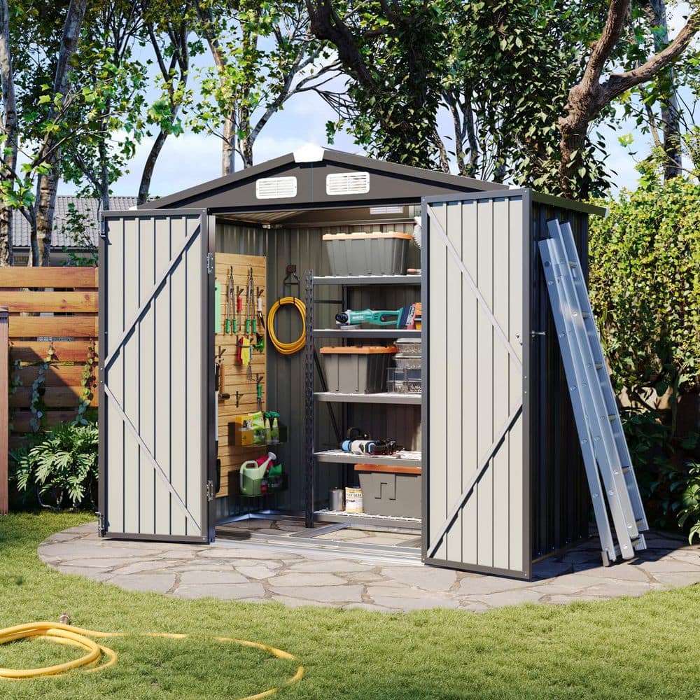 Sizzim 6 ft. W x 4 ft. D Outdoor Metal Storage Shed with Subfloor