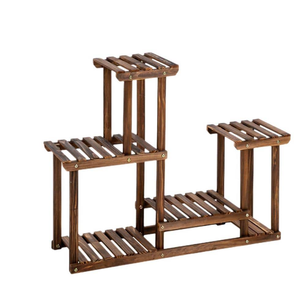 Afoxsos 4Tier 7Seat MultiFunction Pine Wood Plant Stand Vertical
