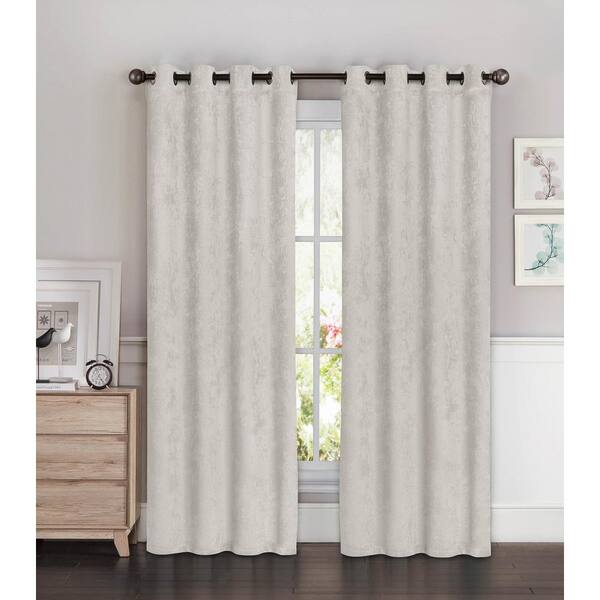 Bella Luna Blackout Faux Suede 54 in. W x 84 in. L Room Darkening Grommet Extra Wide Curtain Panel in Gray