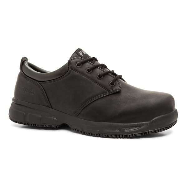 Fila Men S Memory Blake Slip Resistant Oxford Shoes Soft Toe Black Size 12 M 1sl15001 The Home Depot