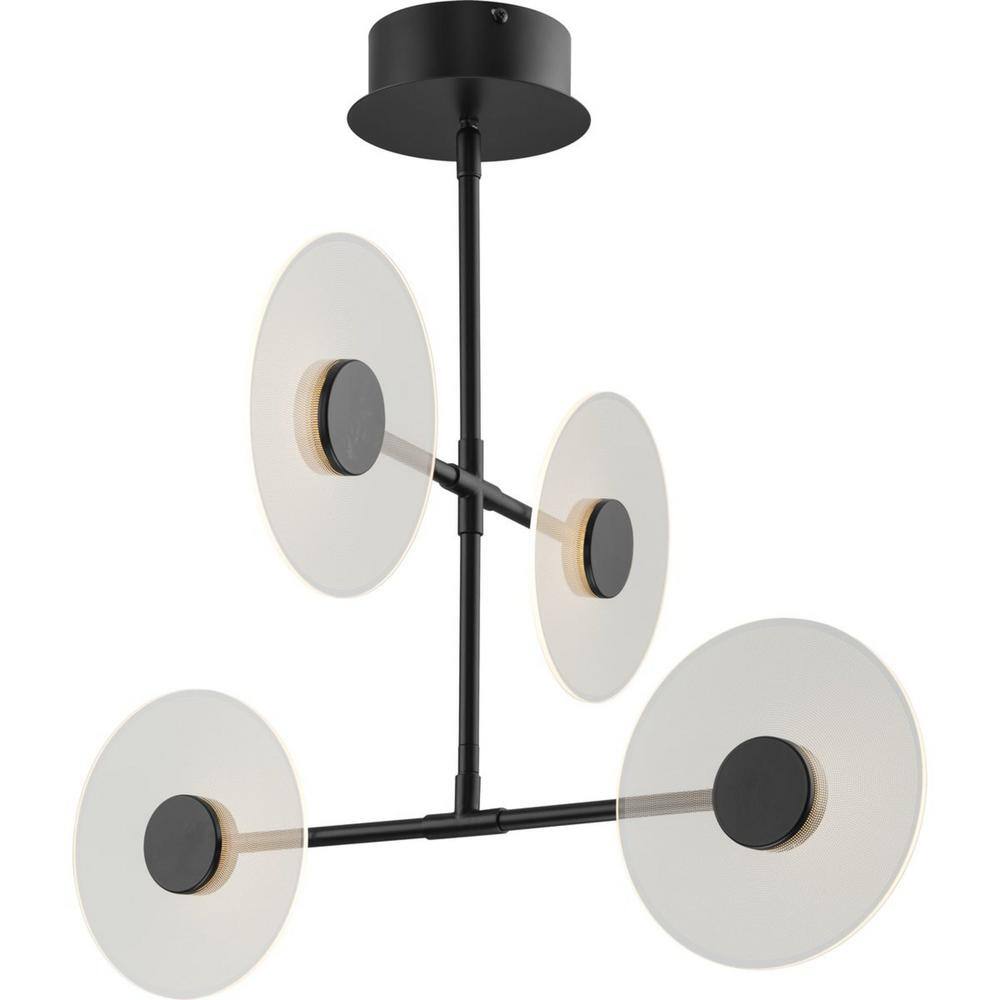 Matte Black Modern LED Hanging Chandelier with Four Lights