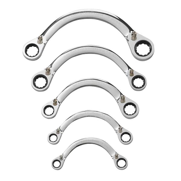 GEARWRENCH 72-Tooth 12-Point Metric Reversible Half Moon Double Box Ratcheting Wrench Set (5-Piece)
