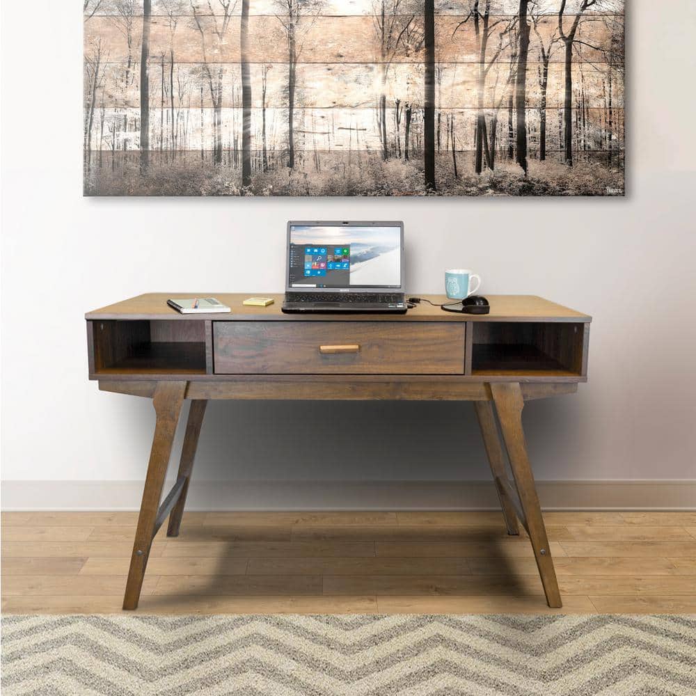 Mid Century Danish Walnut Wood Desk with Drawer