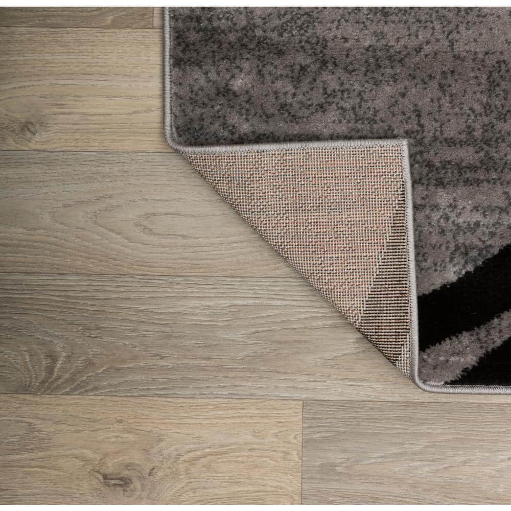 Gray Abstract Circles Design Easy Care Area Rug 6'6" x 9'