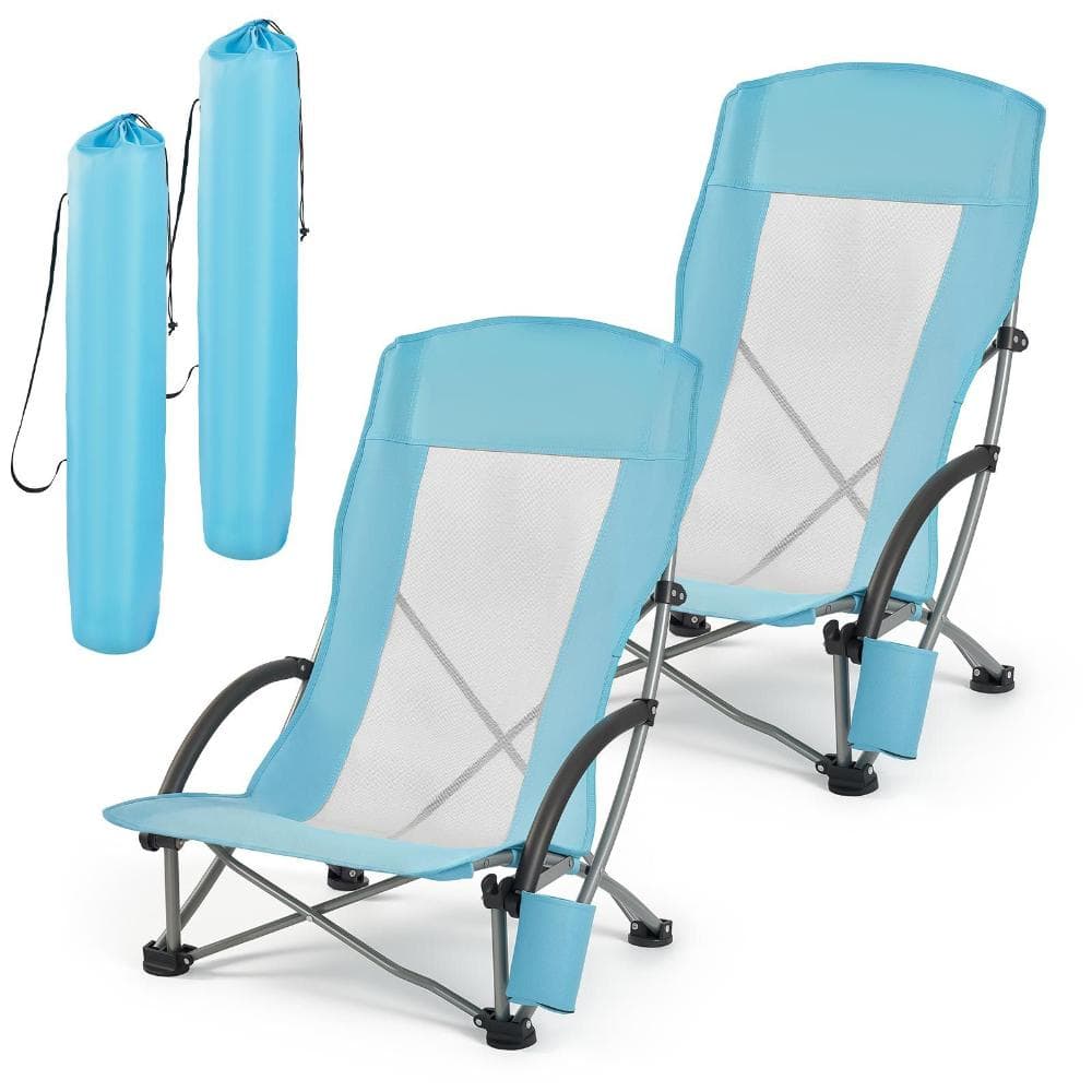 2-Pack Light Blue High Back Beach Chair, 330lbs Heavy Duty, Mesh Back, Cup Pocket & Carry Bag price history on PriceWatchPro