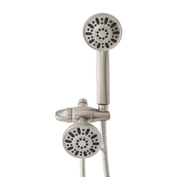 4-spray 3.5 in. Dual Shower Head and Handheld Shower Head in Brushed Nickel