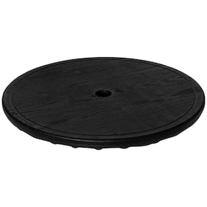 Round Plastic Outdoor Side Table, Umbrella Tray, Round Portable for Swimming Pool, Beach, Patio, Deck, Garden in Black