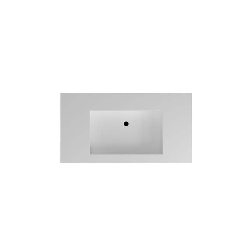 35.4 in. 18.9 in. Drop-In Bathroom Sink in Matte White Solid Surface with Durable Stone Resin Basin price history on PriceWatchPro
