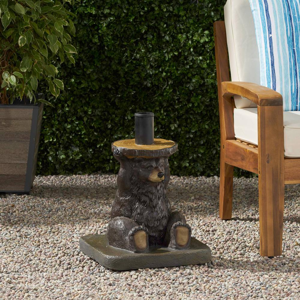 Dark Brown Concrete and Resin Bear Umbrella Base