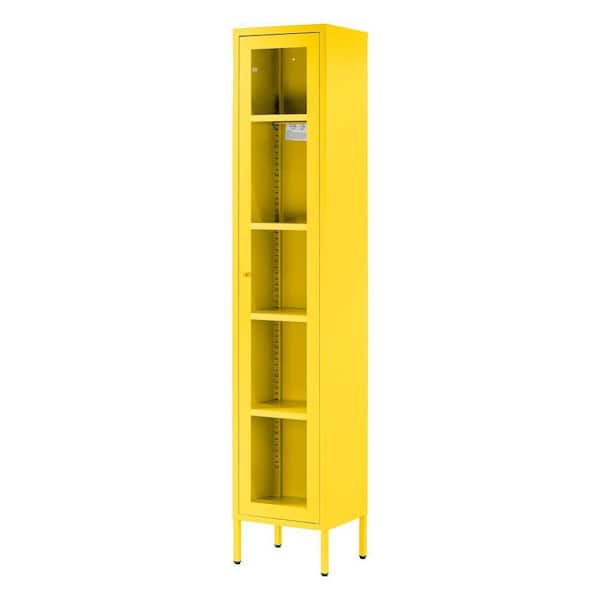 Glamour Home Avis Yellow 71in. Office Storage Cabinet with 4