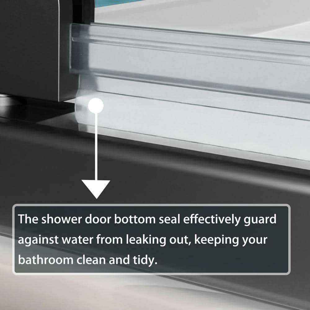 32 in. Matte Black Semi-Frameless Pivot Shower Door with Clear Glass