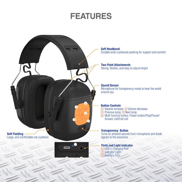 Active Noise Reduction Earmuffs Headset Ear Defenders Hearing Protect Durable 