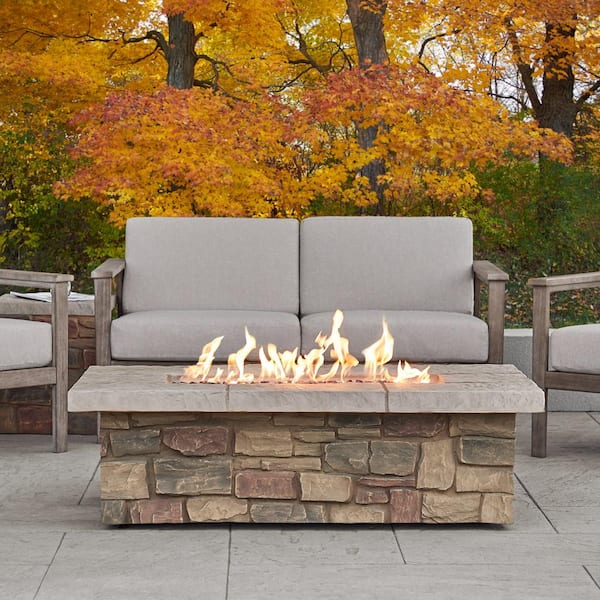 Real Flame Sedona 52 In X 19 In Rectangle Fiber Concrete Propane Fire Pit In Buff With Natural Gas Conversion Kit C11812lp Bf The Home Depot