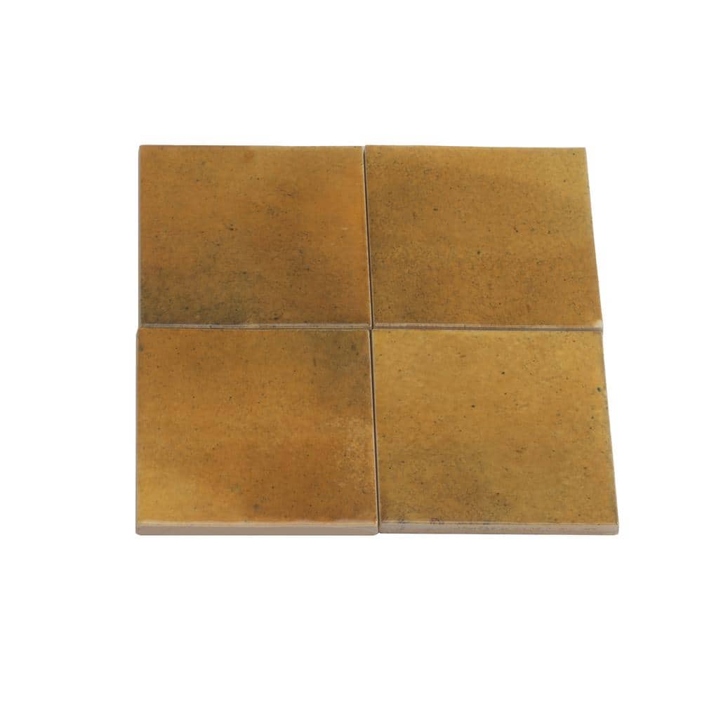 Antiek 4'' x 4'' Glossy Honey Orange Ceramic Tile