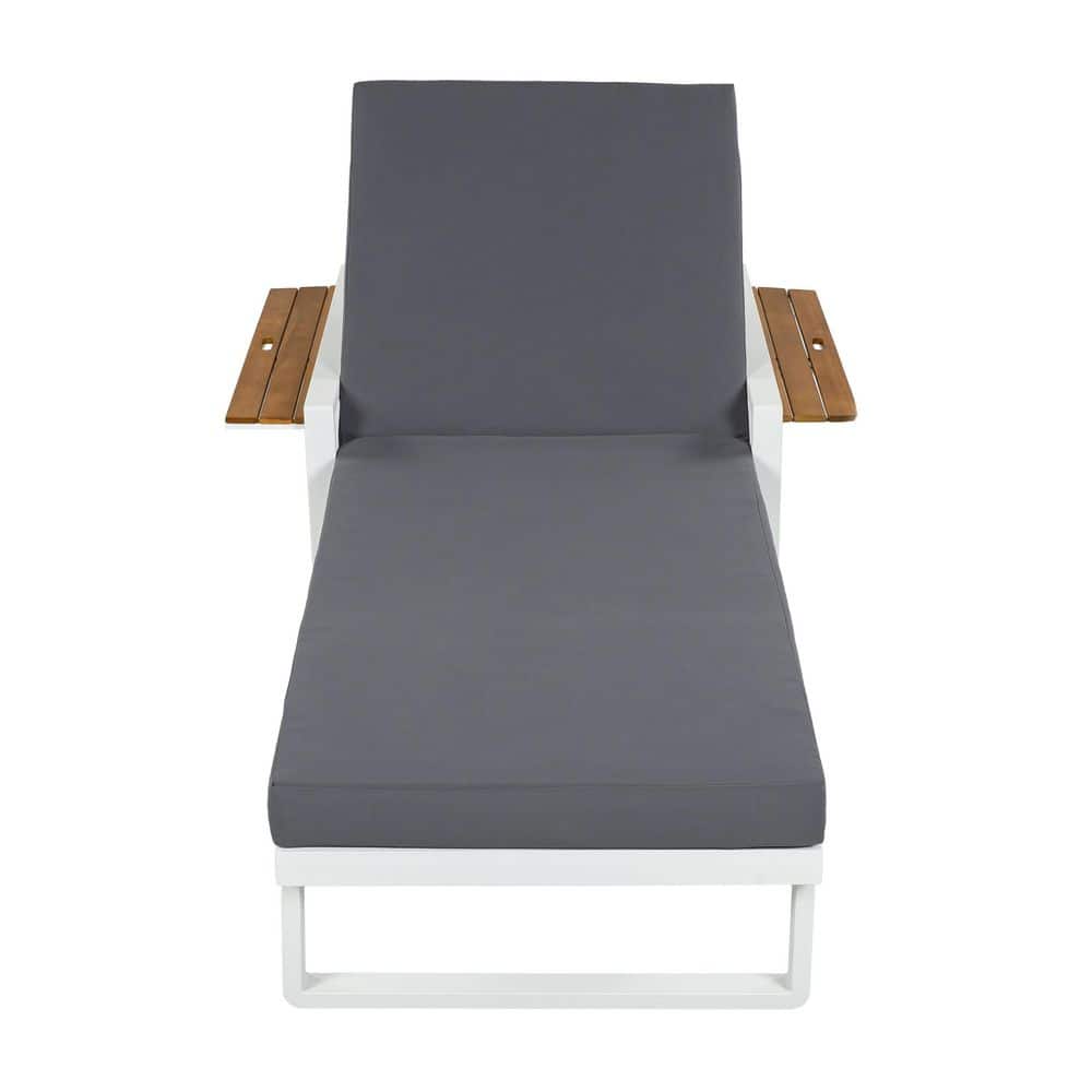 Abbie White Metal and Textilene Adjustable Patio Outdoor Chaise Lounge with Dark Grey Cushions, Foldable Arms price history on PriceWatchPro