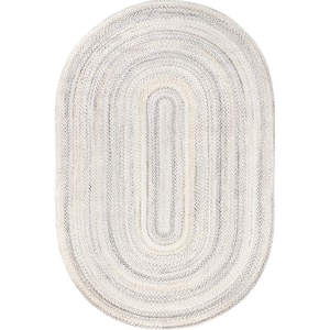 Kyla Beige Doormat 3 ft. x 5 ft. Solid Oval Rug