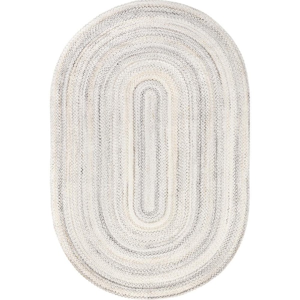 nuLOOM Kyla Beige Doormat 3 ft. x 5 ft. Solid Oval Rug