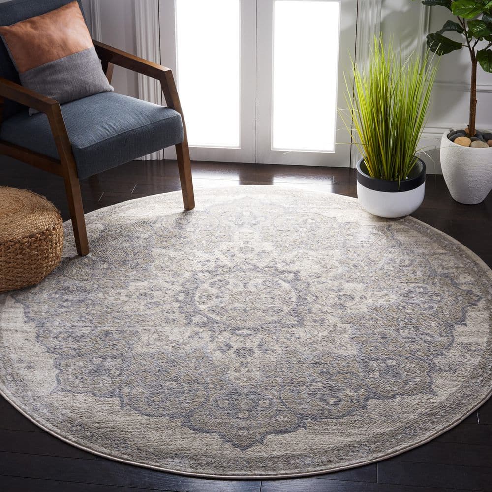 Brentwood 7 ft. x 7 ft. Round Ivory/Beige Geometric Area Rug price history on PriceWatchPro