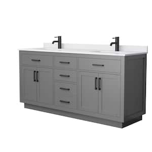 Beckett TK 72 in. W x 22 in. D x 35 in. H Double Bath Vanity in Dark Gray with White Cultured Marble Top