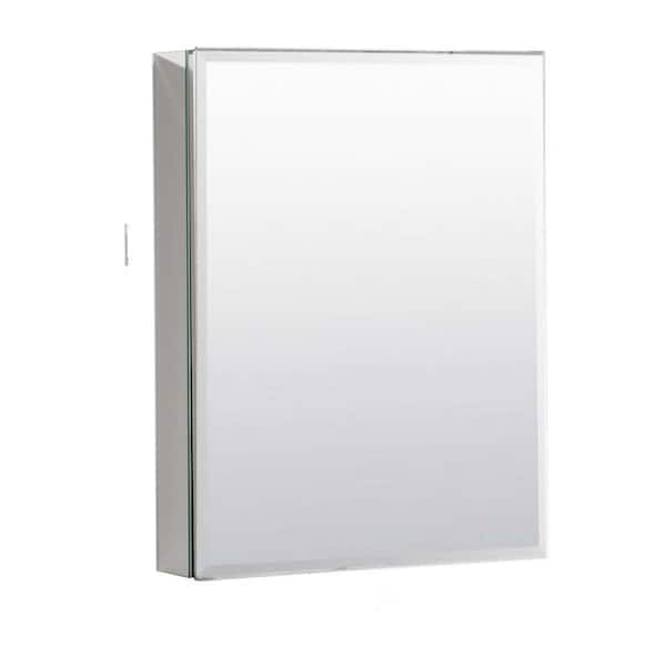 EPOWP 20 in. W x 26 in. H Silver Aluminum Recessed/Surface Mount Medicine Cabinet with Mirror and Adjustable Shelves