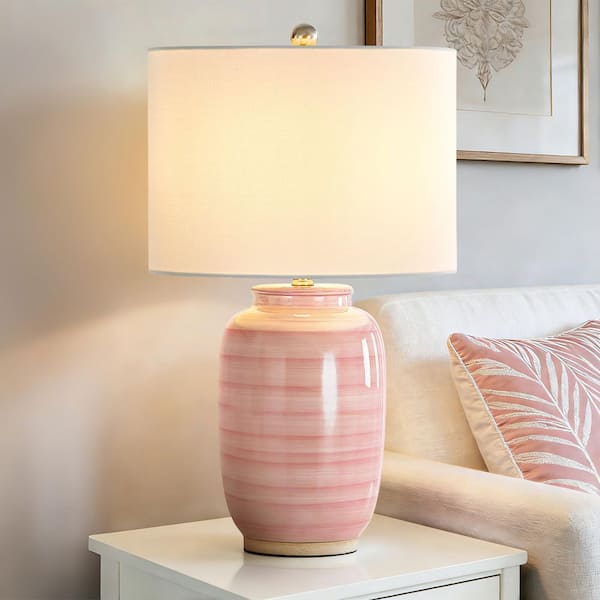Maxax 25 in. Pink Vintage Ceramic Bedroom Living Room Bedside Desk