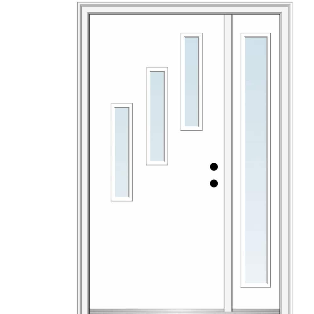Davina 48 in. x 80 in. Left-Hand Inswing 3-Lite Clear Low-E Primed Fiberglass Prehung Front Door on 6-9/16 in. Frame price history on PriceWatchPro