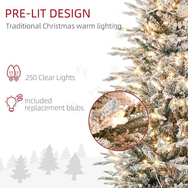 HOMCOM 6 ft. Tall Prelit Artificial Christmas Tree with 636