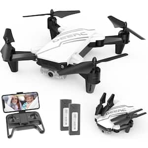 Mini Drone with 720P HD FPV Camera Remote Control, Headless Mode, Speed Adjustment, 3D Flips and 2-Batteries, White