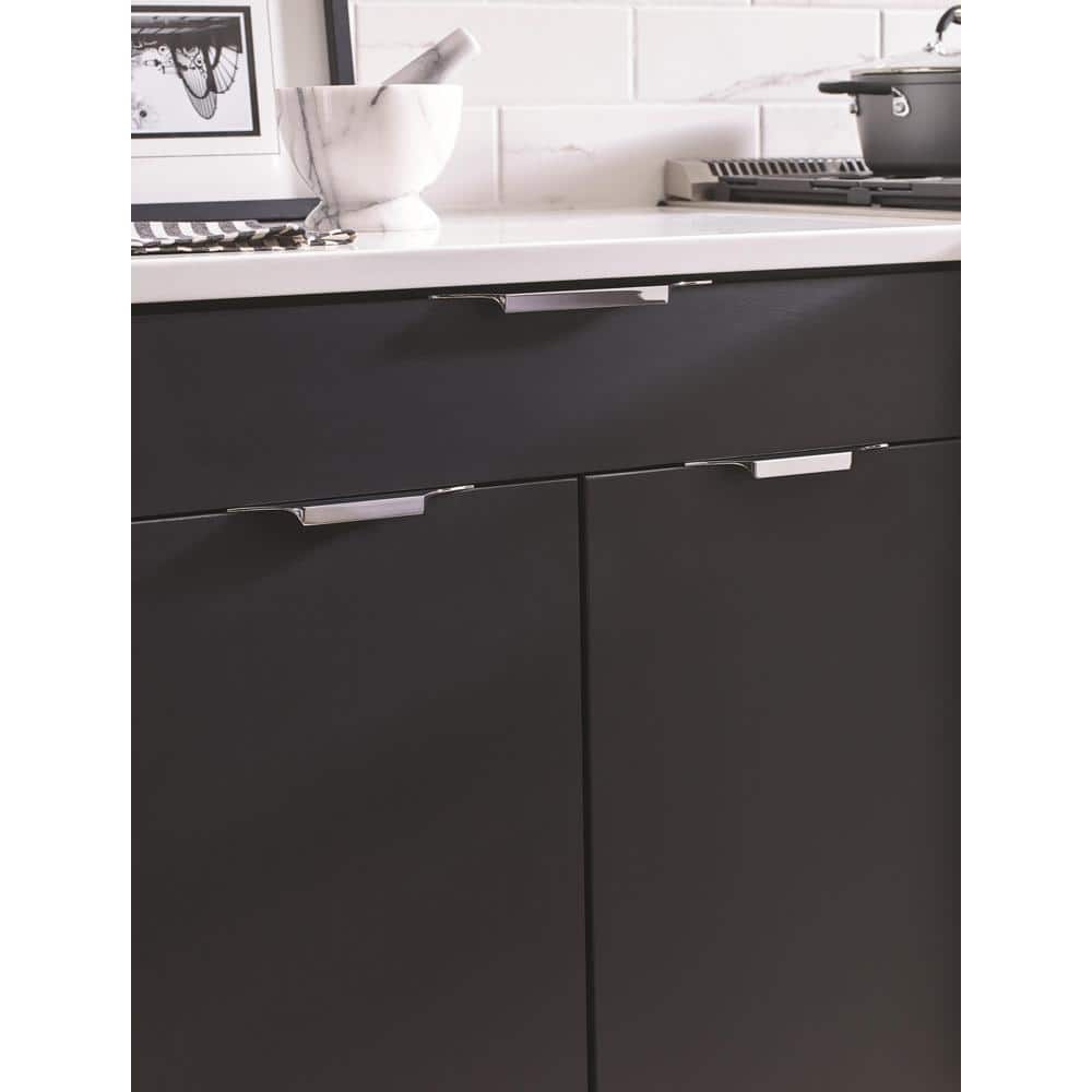 Polished Chrome Modern Cabinet Edge Pull with Mounting Hardware