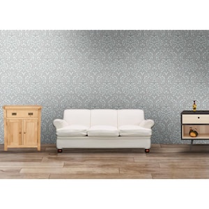 Grey Sahara Damask in Wallpaper