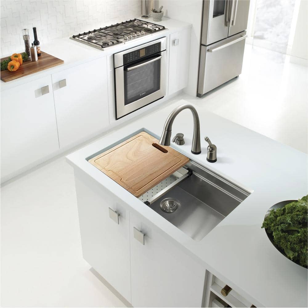 Stainless Steel Single Bowl Kitchen Sink with Drainboard and Accessories