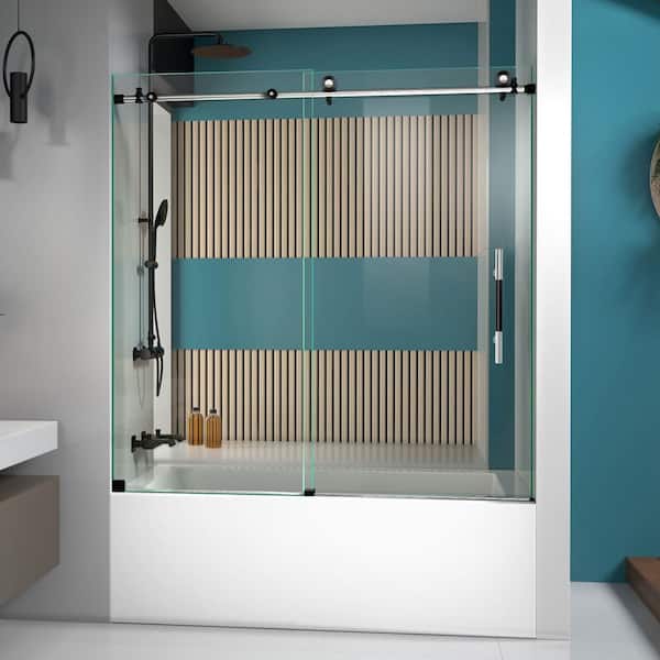 DreamLine Enigma-XT 55 to 59 in. W x 62 in. H Frameless Sliding Tub Door in Tuxedo