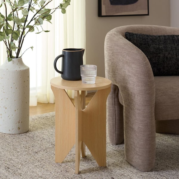 Elken 13.2 in. Sand Wood Accent End Table