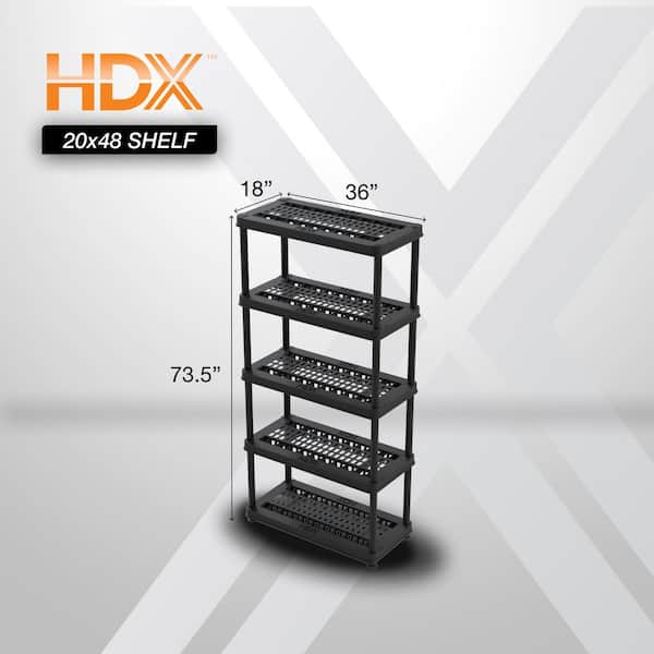 HDX 5 Tier Plastic Garage Storage Unit in Black (36 in, W x 73.5