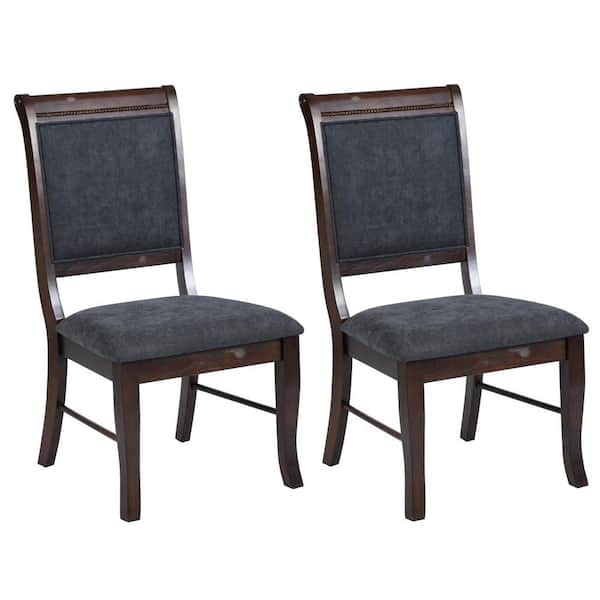 Homy Casa Zaim Brown Fabirc Upholstered Dining Chairs with Solid Wood Legs (Set of 2)