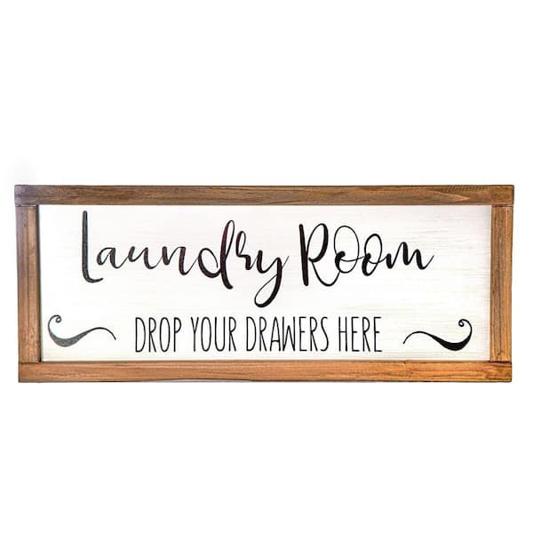Benjara Brown Wall Decor with Cursive Laundry Room Typography Decorative Sign