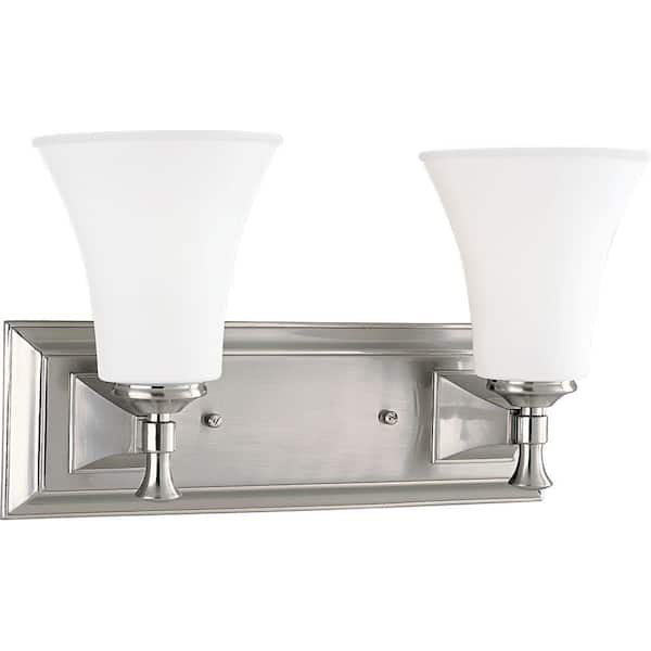 Progress Lighting Fairfield Collection 2-Light Brushed Nickel Bathroom Vanity Light with Glass Shades