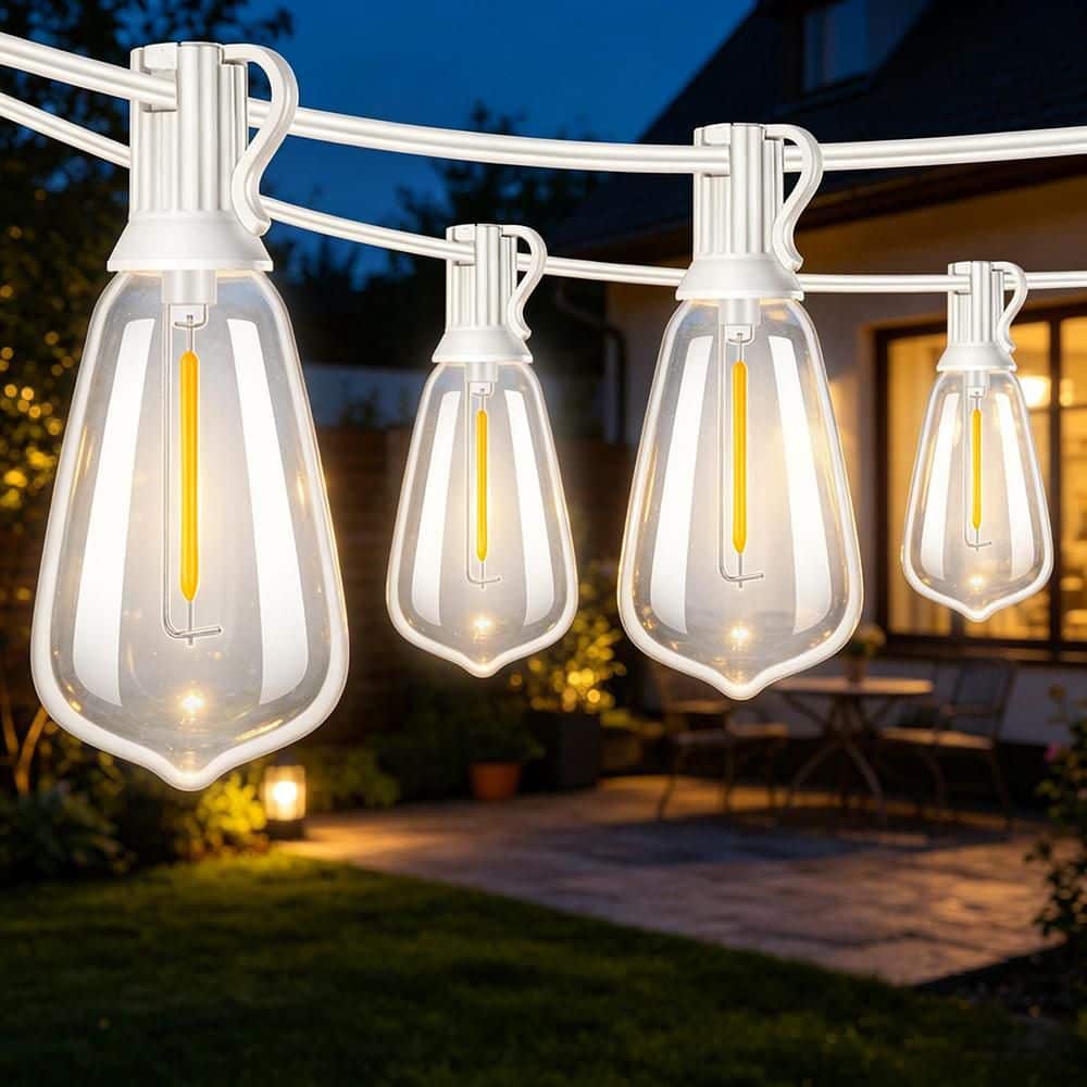 STE (エスティーイー) LED デコライト フラッシュライト セット ② 27 Light 50 ft. White Outdoor Hardwired Edison ST38 LED Patio