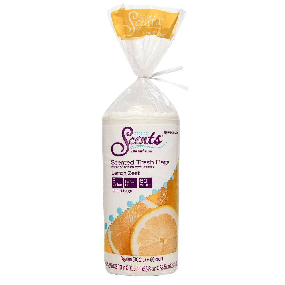 Color Scents 8 Gal Twist Tie Lemon Zest Trash Bags 60 Count 1260287 The Home Depot