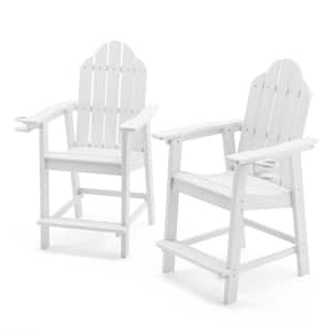 Sean White 2-Piece Plastic Outdoor Bar Stool Patio Adirondack Chair Set of 2