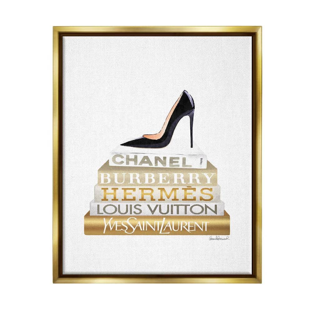 Stupell Industries Glam Fashion Book Stack Grey Bow Pump Heels Ink Wall  Plaque, 10 x 15, Design by Artist Amanda Greenwood