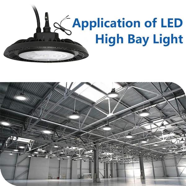 Cedar Hill UFO 1ft 300-Watt Equivalent Integrated LED Non Dimmable Black High Bay Light, 5000K, (1 Pack)