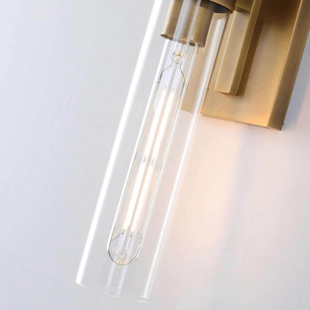 Brass and Glass Dimmable Wall Sconce Set